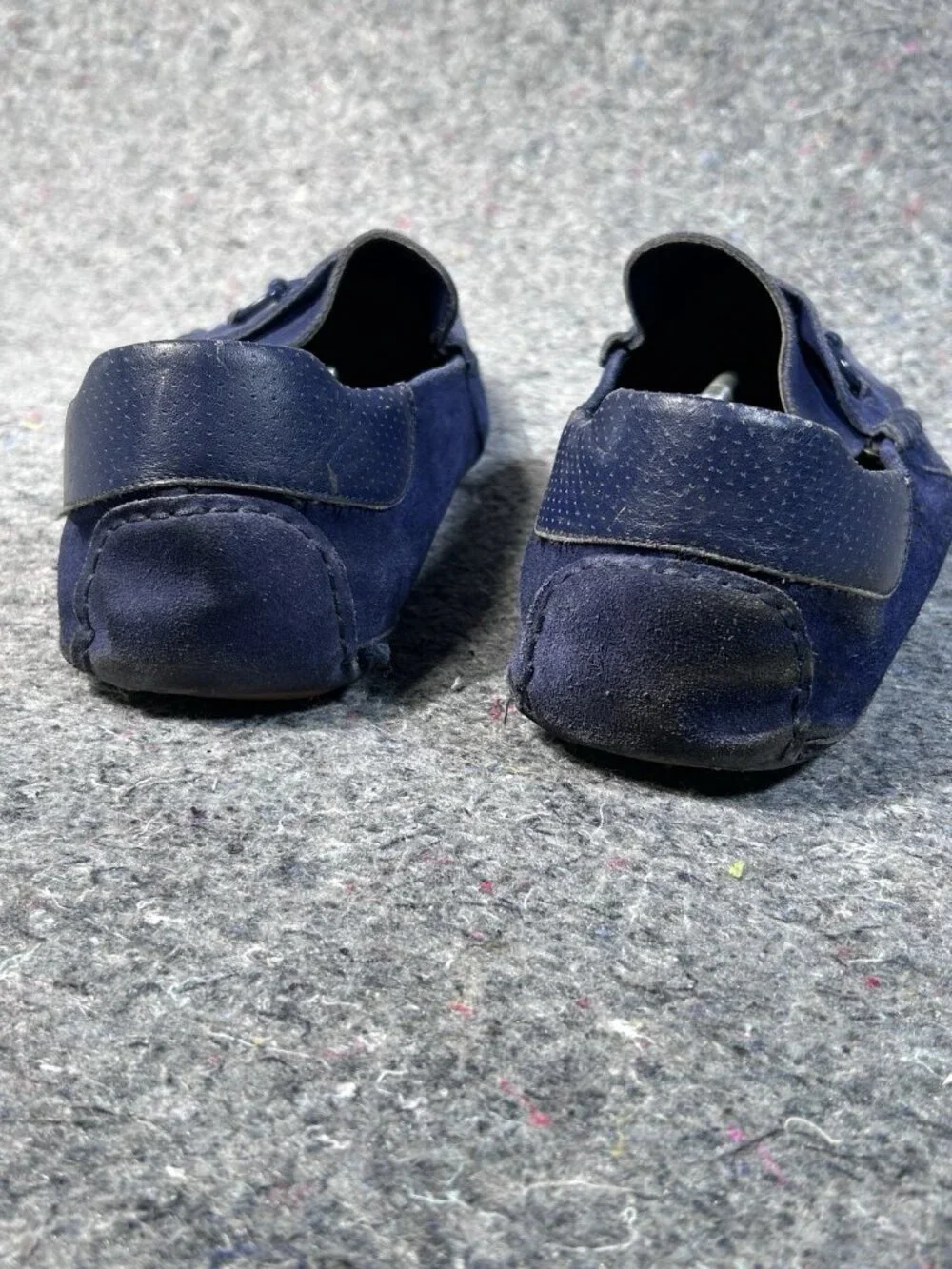 Gucci Horsebit Driving Loafers Navy Blue Suede Mens Size 12 Italy 205843